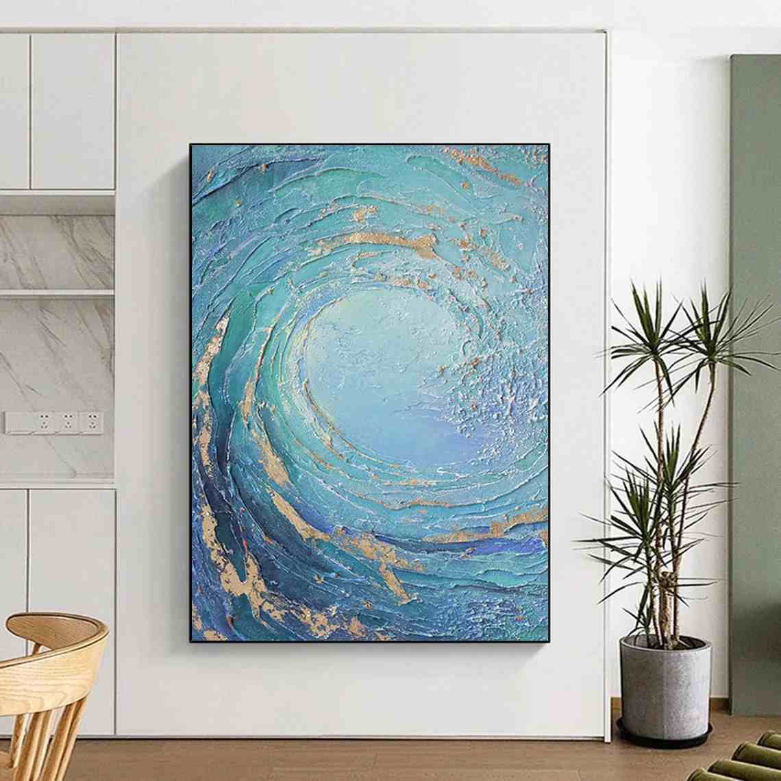 Oversized Blue Textured - original acrylic painting for study